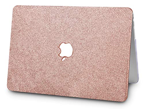 KEC Laptop Case for MacBook Air 13" Retina w/ Keyboard Cover + Sleeve + Screen Protector (4 in 1 Bundle) Plastic Hard Shell Case A1466/A1369 (Rose Gold Sparkling)