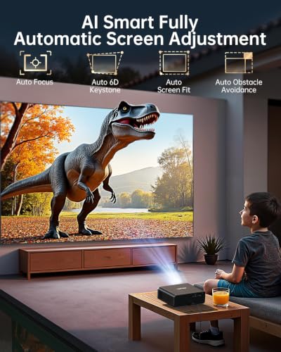 Smart Projector 4K [Compatible with Netflix|20W Dolby]Outdoor Projecteur with WiFi6 and Two-Way Bluetooth|AI Auto Focus & Keystone|HDR10,TOPTRO 1080P Portable Proyector for Movie/Home Theater/Bedroom