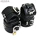 Ardour Crafts CC-3050 Padded Black Real Leather Wrist Ankle Cuffs 4 Pieces Set