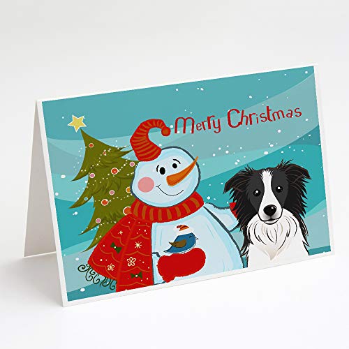 Caroline's Treasures BB1861GCA7P Snowman with Border Collie Greeting Cards and…
