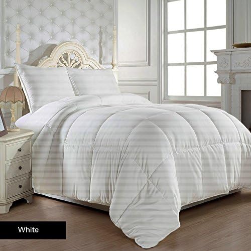Royal 600 Thread Counts 500 GSM Fiber Fill 1pc Comforter Emperor /Wyoming King Size White Striped 100% Egyptian Cotton- by PARADISEHOUSE