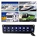 Switchtec 2 3 5 7 Gang Rocker Switch Aluminum Panel with 4.8 Amps Dual USB Fast Charger with Voltmeter, Blue Backlit Led, Pre-Wired for Marine, Boat, Car, Truck (4.8A USB & 7 Switches Blue)