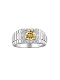 Rylos Men's Ring Sterling Silver Ring, 7MM Round