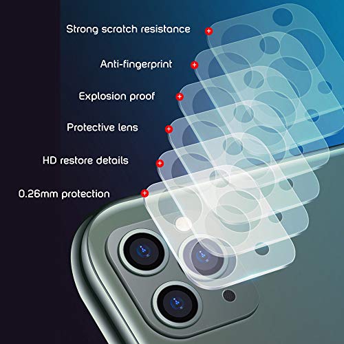 [2 Pack] Camera Lens Protector for iPhone 11 Pro/iPhone 11 Pro Max Tempered Glass Easy Install 9H Hardness HD Clear Definition Scratch Resistant Anti-Fringerprint - Thumbnail 3