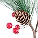 MUFEN 5pcs Artificial Pine Picks Pinecone Red Berries Branches Faux Greenery Foliage Flower Crown Christmas Tree Decoration Holiday Home Winter Decor (Green)