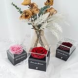 Miofula Preserved Real Rose Gift Box with Necklace & Earrings for Her view 8