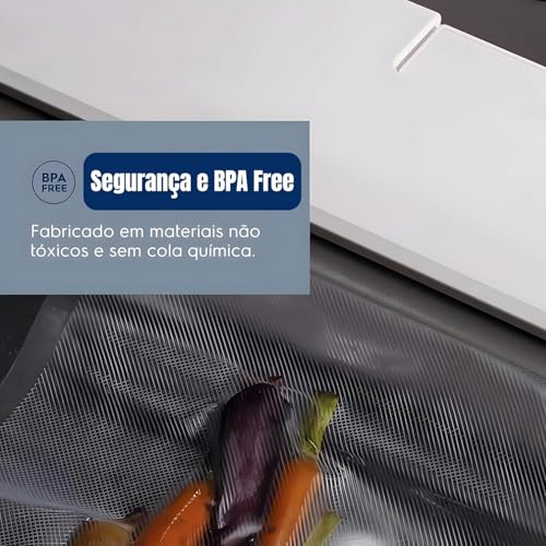 Kit com 2 rolos bobina de saco para seladora a vácuo. 25CM x 5 Metros. Alta resistência, versátil, BPA Free e ideal para conservar alimentos por mais tempo – Qualidade Premium LNSTORE