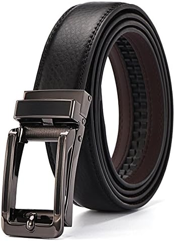 Xholding Men's Automatic Buckle Ratchet Leather Dress Belt 1 1/8" Wide (Waist:up to 55", black1)