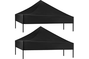 Wowangce 2 Pcs 8.2x8.2 Inch Replacement Canopy Top Pop up Canopy Top Cover Waterproof Canopy Replacement Parts 600d Heavy Duty Outdoor Canopies for Canopy Tent Shelter Shade, Top Only (Black)
