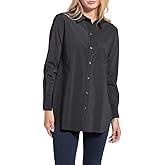 Lysse Schiffer Button Down Shirts women– Long Sleeve Collared blouses for women with Laser Cut Hem, Work Top for Office