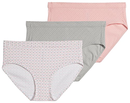 Jockey Women's Elance Breathe Hipster 3-Pack Silver Fox/Spotty Dot/Blushing Rose 7