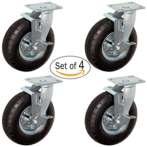 CasterHQ 8" x 2.5" SWIVEL SET OF 4 PNEUMATIC CASTER - 4 PLY - 250 LBS PER / 1000 LBS PER SET CAPACITY - Air Filled - Commercial / Industrial Application - 8 inch - shock absorption - - Thumbnail 2