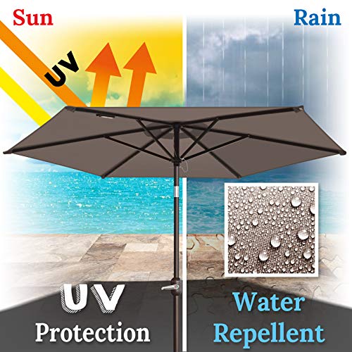 BenefitUSA 8' Patio Umbrella Outdoor Sunshade LED Lighted Tilt Aluminum Garden Market Balcony (Taupe)