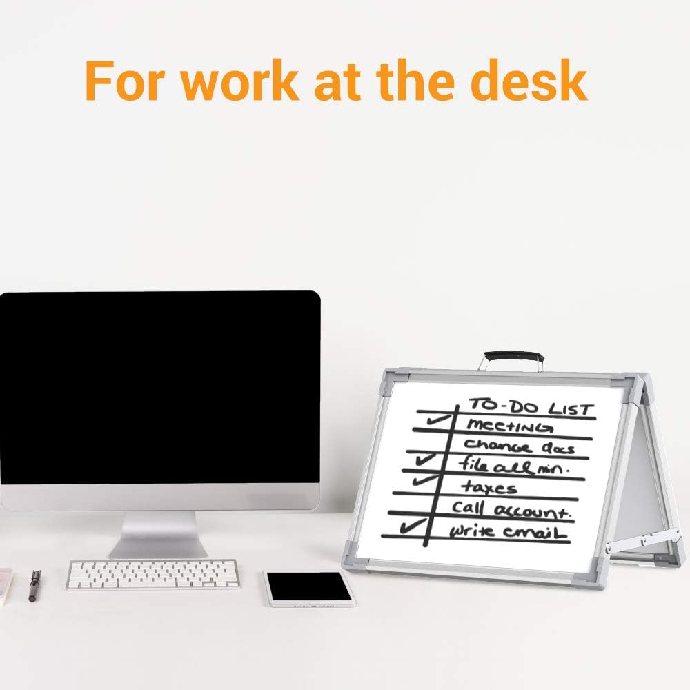 Small Whiteboard Dry Erase Boards, Portable White Board Double Sided Magnetic Board Stand, Foldable Desktop White Boards for Kids Students Teacher for School Home Kitchen Office 12x16 Inch : Office Products