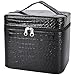 Train Case,COOFIT Travel Makeup Case Train Cases Crocodile Pattern Leather Beauty Box for Women