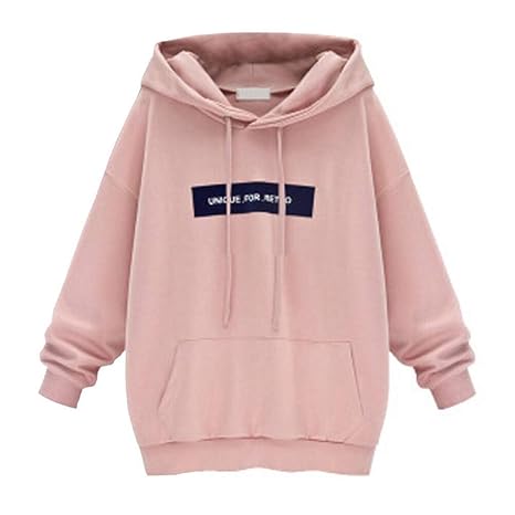 SANFASHION Sweatshirts für Damen, Kapuzenpullover Frauen einfarbig gestreift Langarm mit Kapuze Pullover Tops Shirt lose Langarmshirts sportbekleidung Hoodie Damenbekleidung Sport & Freizeit