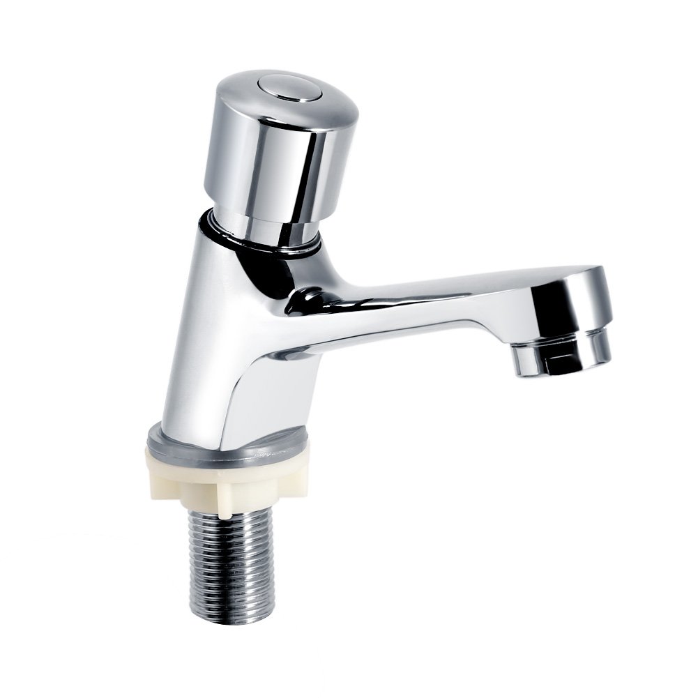 Nikou Basin Faucet - 1 Handle Basin Faucets Waterfall Basin Faucet for Public Bathroom Ktchen Bathroom Chrome Steel Self Closing