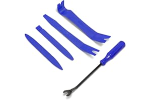 BLAU GRUN 5PCS Auto Trim Removal Tool Kit, Car Interior Door Panel Clip Fastener Removal Set, No Scratch and No Marring Plastic Pry Tool Kit for Vehicle Dash Radio Audio Installer (Blue)