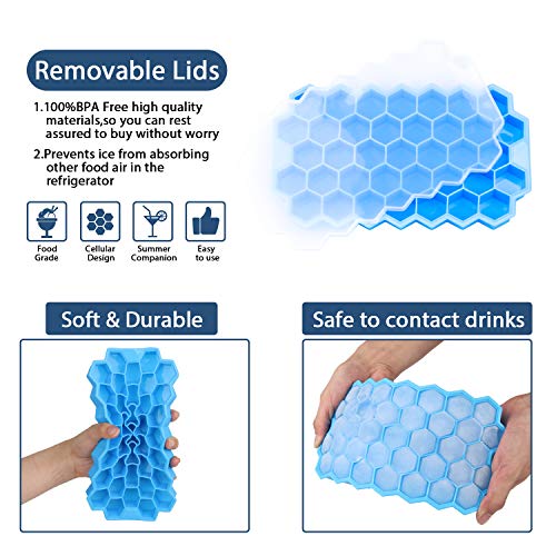 ISKM 74-Fach Eiswürfelform 2er Pack Eiswürfelformen Silikon Eiswuerfel Mit Deckel Ice Tray Ice Cube Kühl Aufbewahren… – Bild 4