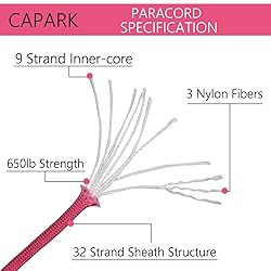 CAPARK 650lb Paracords 9 Strand Parachute Cord