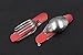 Baigoclub 6 in 1 Outdoor Foldable Detachable Tableware Camping Utensil Stainless Steel Fork Knife Spoon Bottle Opener corkscrewer Set/Two Colors for Couple (Lady)