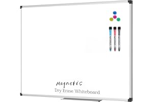 XBoard Magnetic Whiteboard 48 x 36 Dry Erase Board Set- Single-Sided White Board 4 x 3 with 3 Dry Erase Markers & 4 Push Pin Magnets Packed Single Box