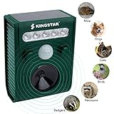 Kingstar Outdoor Waterproof Solar Animal Cat Repeller,Ultrasonic Pet Birds Repellent Rechargeable Battery Operated Cat Dog Scarer with PIR Sensor Flashing