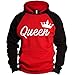 SR S&R Handwrite King Queen Crown Raglan Hoodie Pullover Hooded Sweatshirt