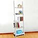 Topeakmart Living Room White Wooden 70 Inch 5 Tier Leaning Ladder Shelf Bookcase Bookshelf Stylish Display Storage Shelves Unit