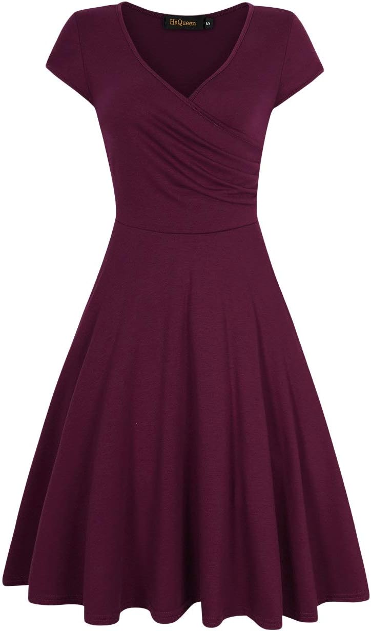 Women V-Neck A-Line Fit Flare Swing Party Dress