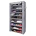 NEX 10 Tier Shoe Rack Portable Shoe Storage Cabinet Organize 45 Pairs Shoe Tower with Non-woven Fabric Cover (Silver Grey)
