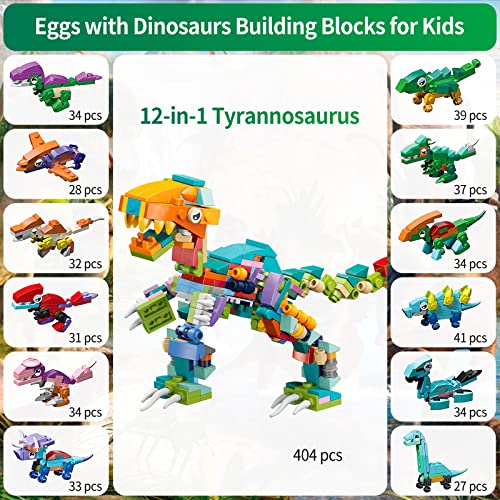Chooling Easter Dinosaur Eggs Dino Building Blocks Easter Eggs with Toys Inside Dinosaur Surprise Egg Hunt Birthday Party Favors Basket Stuffers Gifts for Boys Kids Jurassic World 12PCS (Promo Code:20D3SD7P)