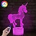Unicorn Gifts, 3D Night Light Projection LED Lamp Baby Nursery Nightlight for Kids Room Home Decor Xmas Birthday Gifts with Remote Control 16 Color Changing