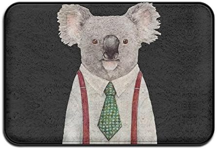 FRICSTAR Doormats Cyte Mr Koala With Green Tie And White Shirt Cool Door Mat Pattern Novelty Doormat Decorative Bathroom Bedroom Kitchen Living Room Carpet Non-slip Water-absorbing Floor Mats