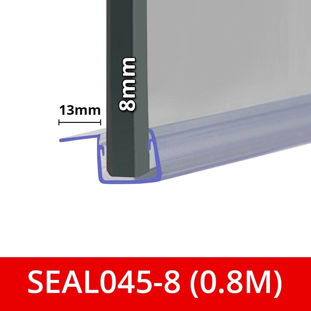 'Shower Seal for Screens, Doors or Panels Fits 8mm Glass 13mm