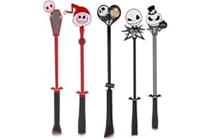 COSHINE The CORPSE BRIDE Makeup Brushes, 5pcs Halloween Jack Anime Makeup Brush Set (red and black)