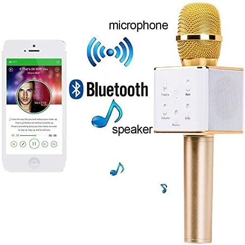 ITEMVAN Karaoke New Q7 Portable Microphone Wireless, Machine Condenser and Bluetooth Speaker Compatible with All Smartphones - Multicolor