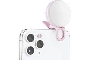 Mini Ring Light, Upgraded Sansent Small Clip On Ring Light, Portable LED Light for Phone, 4 Color Lighting Modes and Adjustable Brightness Selfie Light, Tool for Tiktok Stuff, Photos (Pink)