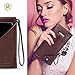 All-in-One RFID Wallet for Women with Wrist Strap - Credit Card & Passport Holder for Women - Large Brown Wristlet Wallet with Universal Phone Holder included