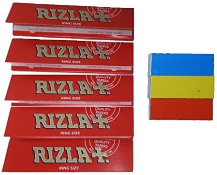 Rizla Red Rolling Papers [5 Packs] with Colour Tips Roaches [3 Booklets]
