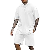 Lexiart Mens 2 Piece Outfits Casual Tracksuit Shorts Summer Sweatsuit Oversize Short Sleeve Sport Set