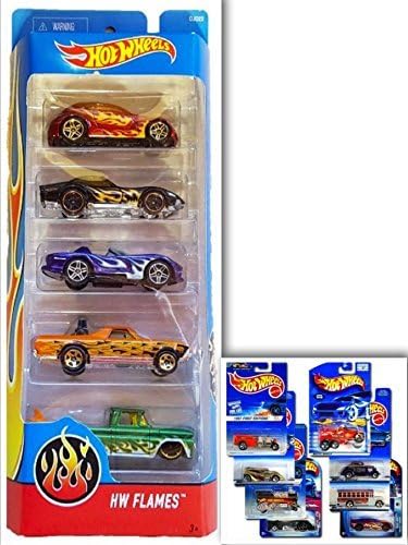 Hot Wheels HW Flames Showdown Bundle: 5 Pack- '68 El Camino, '69 COPO Corvette, Dodge Viper RT/10, Chysler Pronto, Custom 62 Chevy (Colors May Vary) &amp; 1 Hotwheels ShowdownDie Cast Metal Car