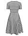 ACEVOG Women O-Neck Short Sleeve Striped Solid Casual Flared A-Line Swing Dress