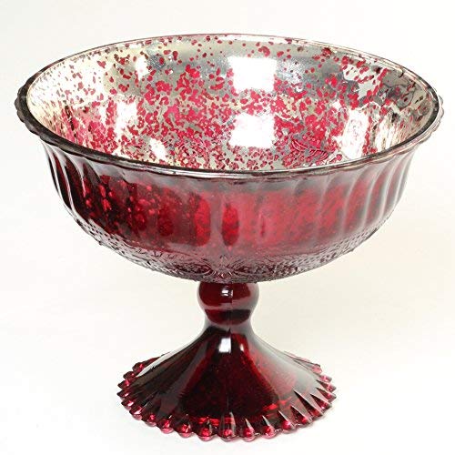 Koyal Wholesale Compote Bowl Centerpiece Mercury Glass Antique Pedestal