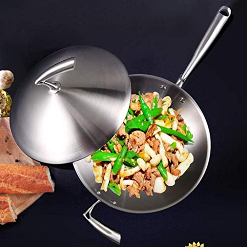 XLEVE Stainless Steel Wok，HardAnodized Aluminum Wok with lid, Nonstick