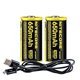 2x NITECORE NL1665R 650mAh 16340 Built-in Micro-USB Rechargeable Li-ion Battery with Lumen Tactical Micro-USB to USB Charging Cable