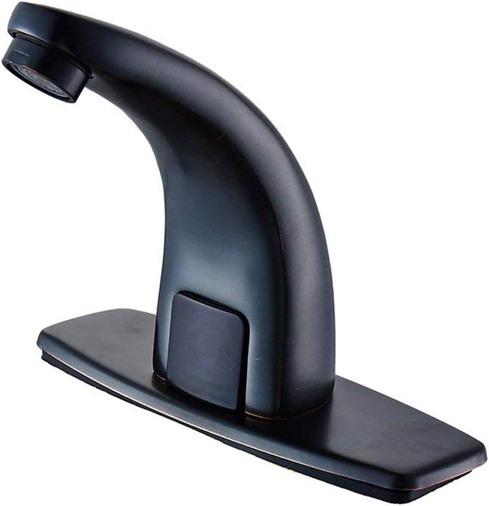 Greenspring Touchless Bathroom Sink Faucet Oil Rubbed Bronze Automatic Sensor Hands Free Deck Mount Vanity Basin Commercial Lavatory Faucets with Control Box and Temperature Mixer