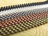 CleverDelights 5 Ball Chain Necklaces Mix Pack - Antique Copper, Antique Bronze, Shiny Silver, Gunmetal, Dark Black - 24 Inch - 2.4mm Ball - Adjustable Antiqued Vintage Style Necklaces Sample Pack - 24