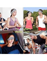 Caways Upgrade 4.2   Auriculares con correa para la cabeza, Bluetooth para deportes, viajes, transpirables, de algodón, lavables, con micrófono integrado para llamadas, apto para entrenamiento, yoga, correr