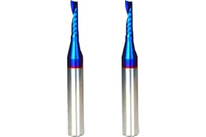 Ruhi 2PCS UO215 O Flute Spiral Router Bit 1/4 Inch Shank with Coating Acrylic CNC Milling Cutter 1/8 inch Cutting Diameter